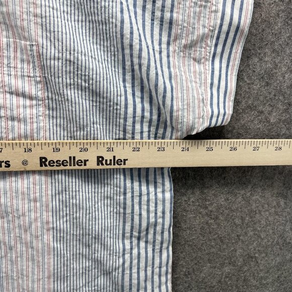 Madewell Shirt Womens XS White Blue Red Striped Short Sleeve Button Front Hemp - Picture 5 of 11